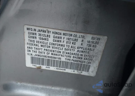 2009 Honda Fit из США, поврежденный, VIN JHMGE88289S066185